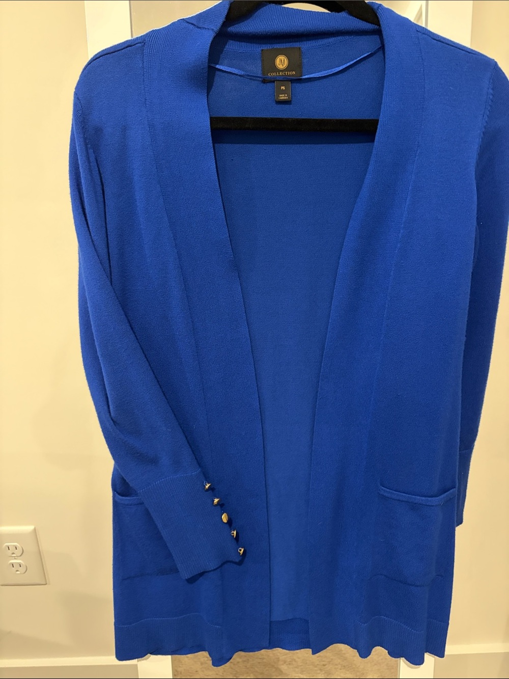 Cobalt Blue Open-Front Long Cardigan